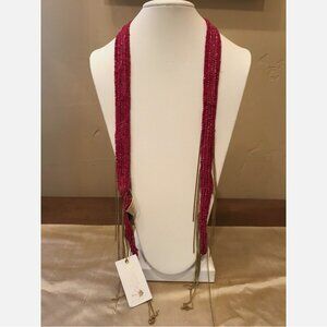 Gold Cake Beaded Choker Scarf Wrap Boho Necklace